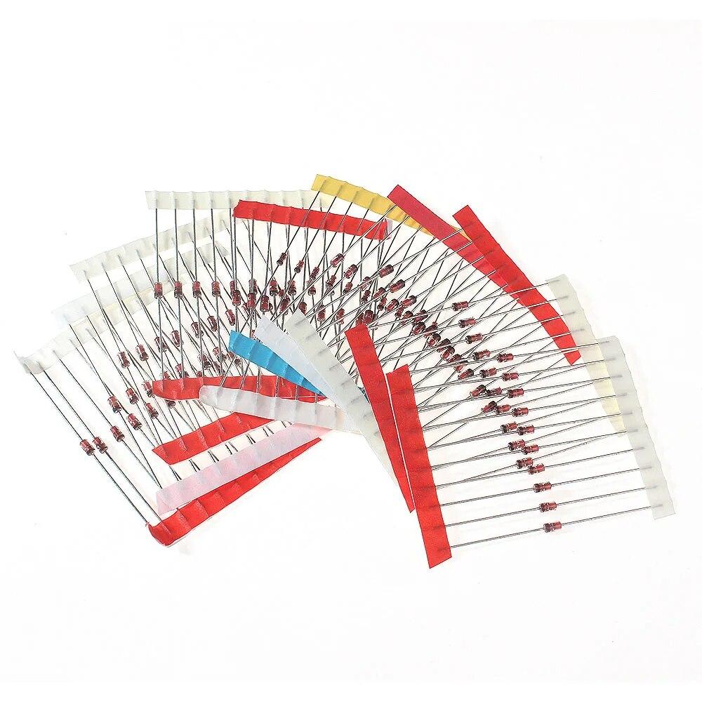 100 шт., 10 значений, 0,5 Вт, комплект стабилитронов, набор электронных компонентов, 10 В, 11 В, 12 В, 13 В, 15 В, 16 В, 18 В, 24 В, 27 В, 30 В