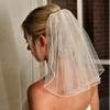 1pc Crystal Bridal Veils Short 1 Tier Soft Mesh With Comb Wedding Party Bride Hair Accessories for Women and Girls