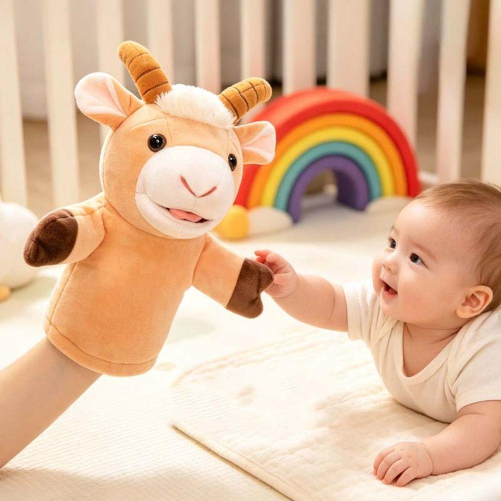 Cartoon Stuffed Hand Doll Cute Stuffed Plush Animal Toy Goat Sheep Plush Puppets Interactive Props