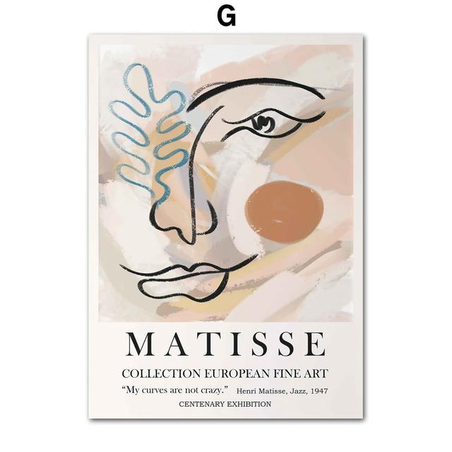 Abstract Matisse Girl Dance Leaf Beige Lines Posters And Prints Wall Art Canvas Painting Wall Pictures For Living Room Decor No Frame