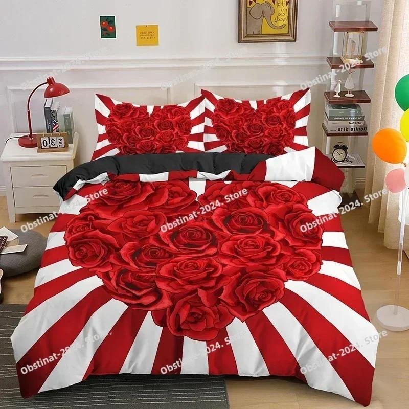3D Love Heart King Queen Пододеяльник Подарочный комплект постельного белья для девочек, женщин, пар, мягкий полиэстеровый пододеяльник, домашний текстиль