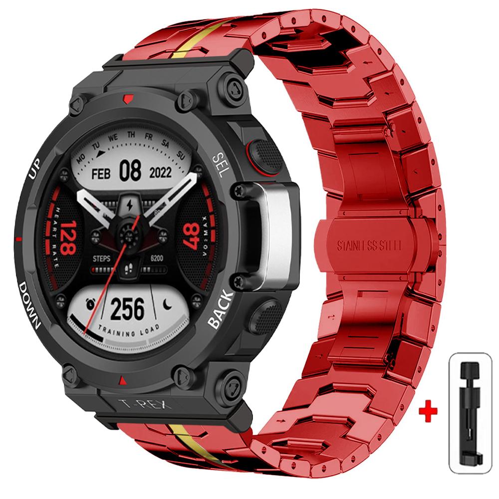 Стальной Ремешок для Huami Amazfit T-rex 3/2 Trex Pro Металлический Ремешок для Часов для Amazfit T-Rex Ultra T-REX PRO3 48ММ Бабочка Застежка Аксессуары для Смарт-часов
