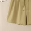 ZANZEA Women Casual Elastic Waist Solid Color Loose Short Pants