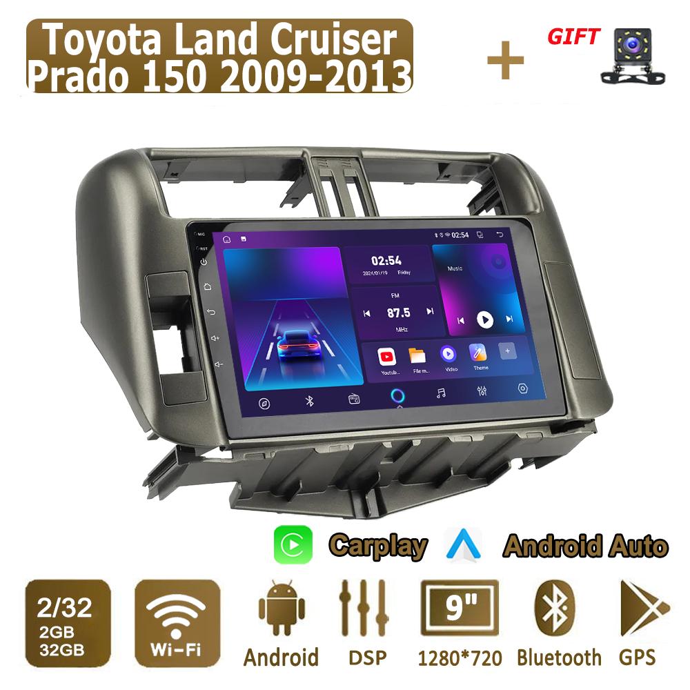 Android Carplay автомобильное радио для Toyota Land Cruiser Prado 150 2009-2013 мультимедийный проигрыватель головное устройство стерео GPS навигация BT WIFI 4+64 ГБ