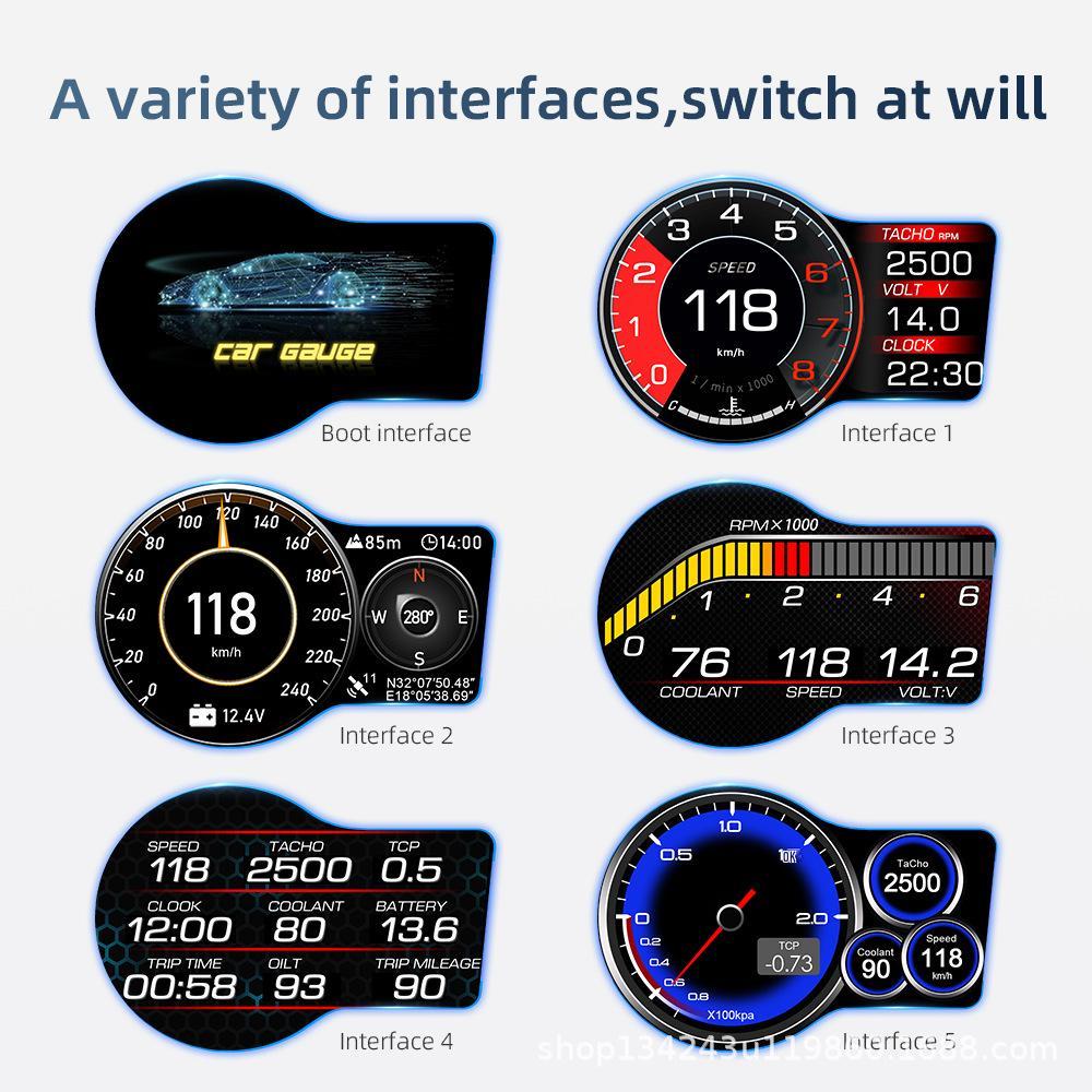 HUD для мода F15: OBD-дисплей для скорости, оборотов двигателя, температуры охлаждающей жидкости и масла, расхода топлива, турбонаддува и часов