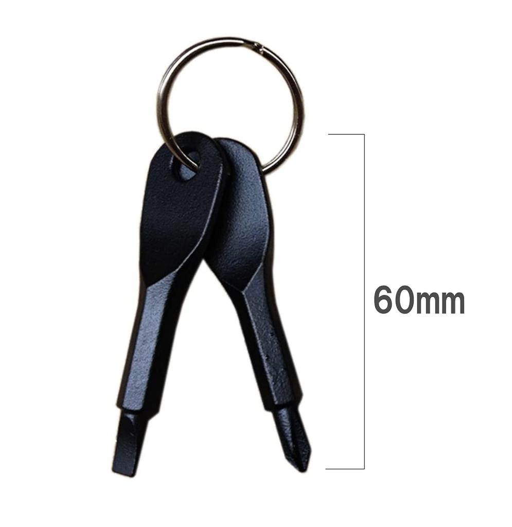 HappyHome Screwdriver Phillips and Set of with Key Screwdriver Keychain, Flathead, 2, Portable, Ring, (Black)