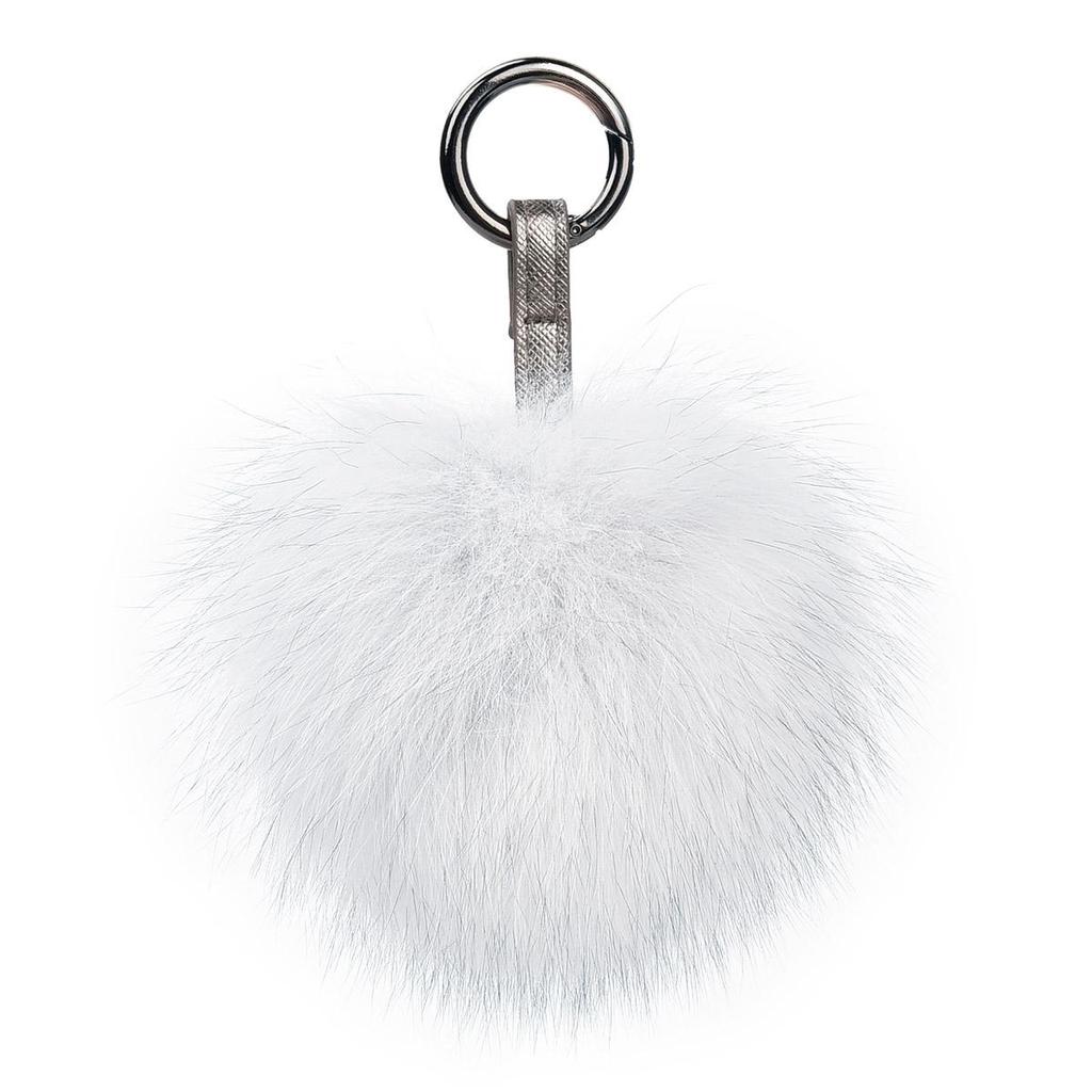 SOMALER Real Fox Raccoon Fur PomPom Keychains Metal Key Ring Recoration for Women Girls