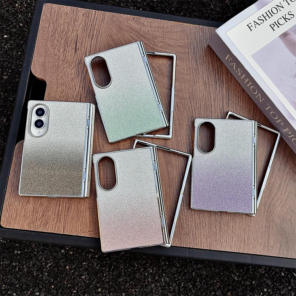 Luxury Gradient Glitter Bling PU Leather Hinge Full Protection Phone Case For Samsung Galaxy Z Fold 8 Ultra 7 Fold8 Fold7 Cover