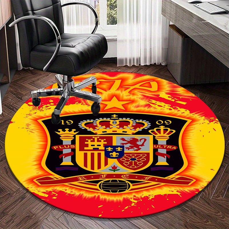 1PC round rug Spain FC Crest Printed Round Area Rug ,Rug For Home Office, Round Chair Rug, Decorative Carpet Fan gifts Christmas gift