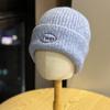 Шерстяная шапка с вышивкой букв для женщин в корейском стиле, теплая, для осени и зимы, для большого обхвата головы, с защитой ушей, вязаная шапка для мужчин