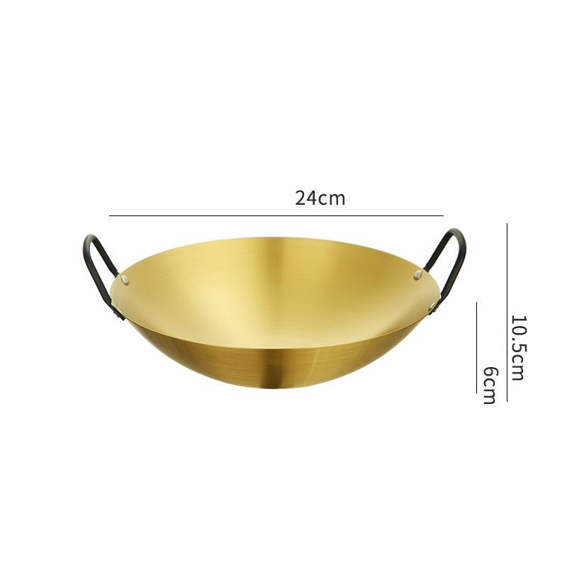 Stainless Steel Seafood Rice Pot Home Cooking Paella Pan Picnic Snack Plates Cookware Saucepan Dry Pots with Handle for Kitchen