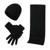 3Pcs/Set Women Winter Hat Scarf Gloves Set Solid Color Knitting Hat Long Scarf Touchscreen Gloves Set Winter Accessories