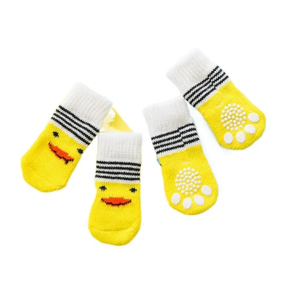 4Pcs Pet Cat Dog Floor Anti-slip Socks Autumn Winter Warm Soft Wool Socks Pet Kitten Puppy Anti-freeze Feet Paw Protector Socks 2