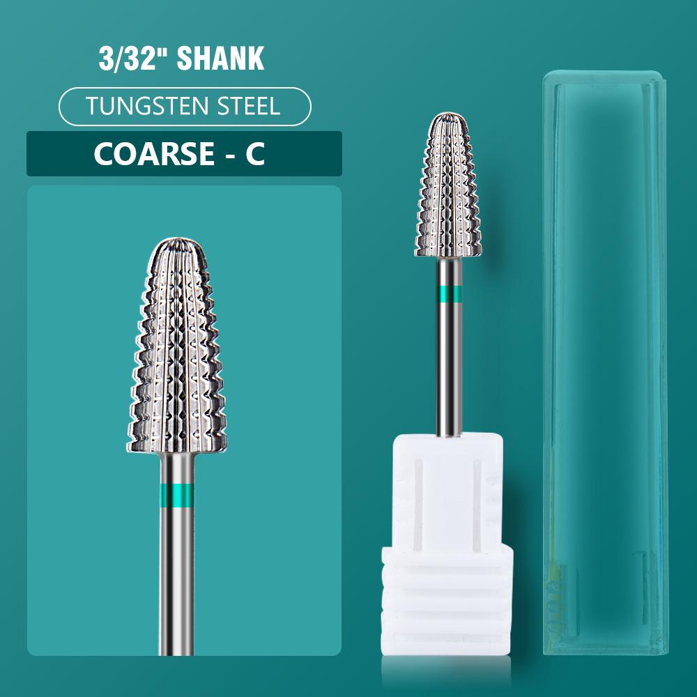 5 In 1 Carbide Tungsten Nail Bit Dual Rotation Volcano/Tornado Milling Cutters Fast Remove Acrylic Hard Gel ManucureTools