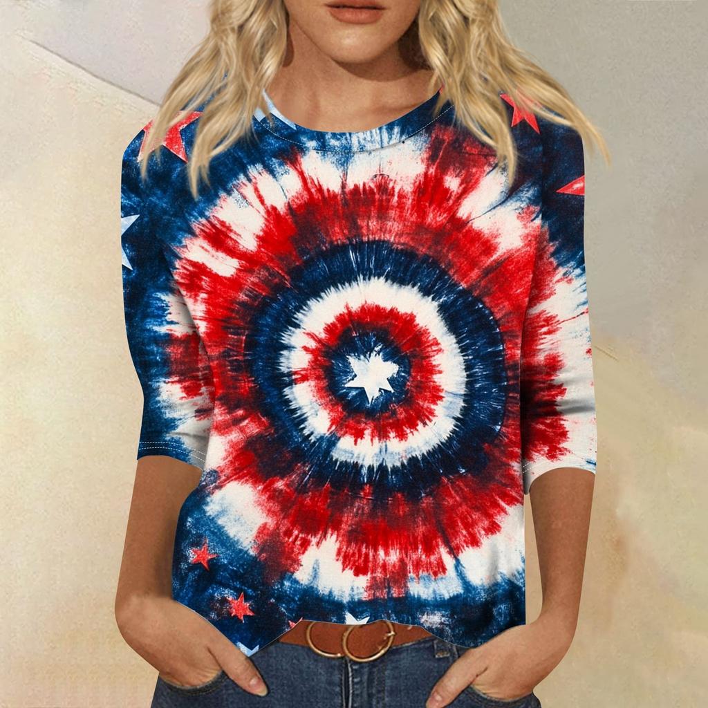 Женская футболка Повседневная футболка с принтом «День независимости», джемпер с круглым вырезом