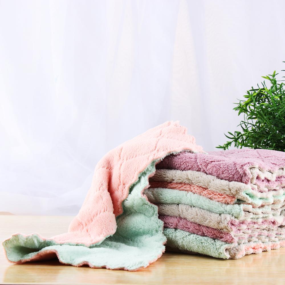 Dish Microfiber Kitchen Super Absorbent Clean Cloths Cleaning Towel Scouring Pad Non-stick Oil Rags