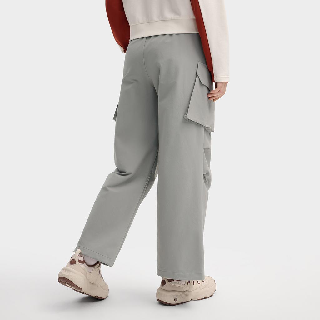 Fila Оригинальная Мода Классическая Рабочая Одежда Мягкие Удобные Матовые Тканые Прямые Повседневные Брюки Женские брюки Элегантный-Серый F11W549802FGY