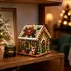 Christmas Art House Project, 1 Set with Raised Holiday Artwork and a Flat Base for Table, Cabinet, or Window Display