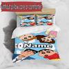 3pcs Duvet Cover Set (1*Duvet Cover + 2*Pillowcase, Without Core), Custom Name Crayon Shin Pattern Bedding Set, Home Bedroom Decor Gift