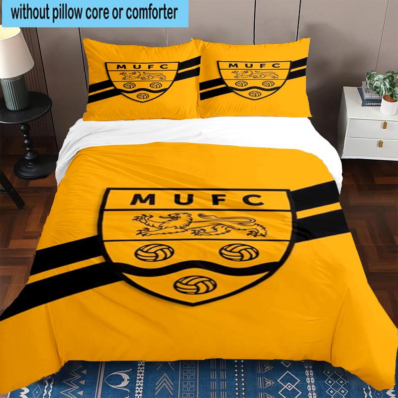 3pcs Football Crest Printed Bedding Set Duvet Cover Closure Includes 1 Duvet Cover & 2 Pillowcases Bedding Sets Home Decor Gifts
