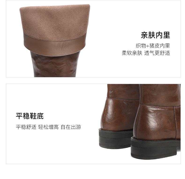 Belle fashion retro knight boots for women 2024 winter new slimming and height increasing long tube boots
