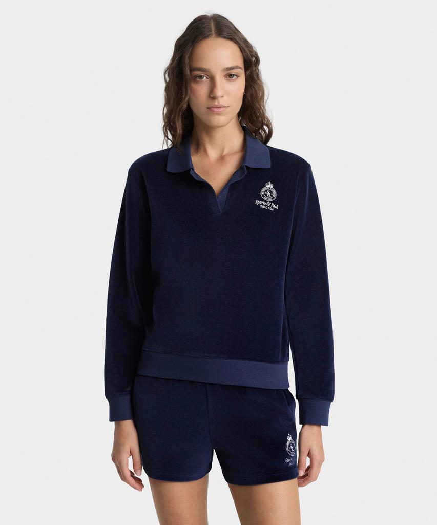 SPORTY&RICH Crown Tennis Velour Ls Polo R256Aw1003