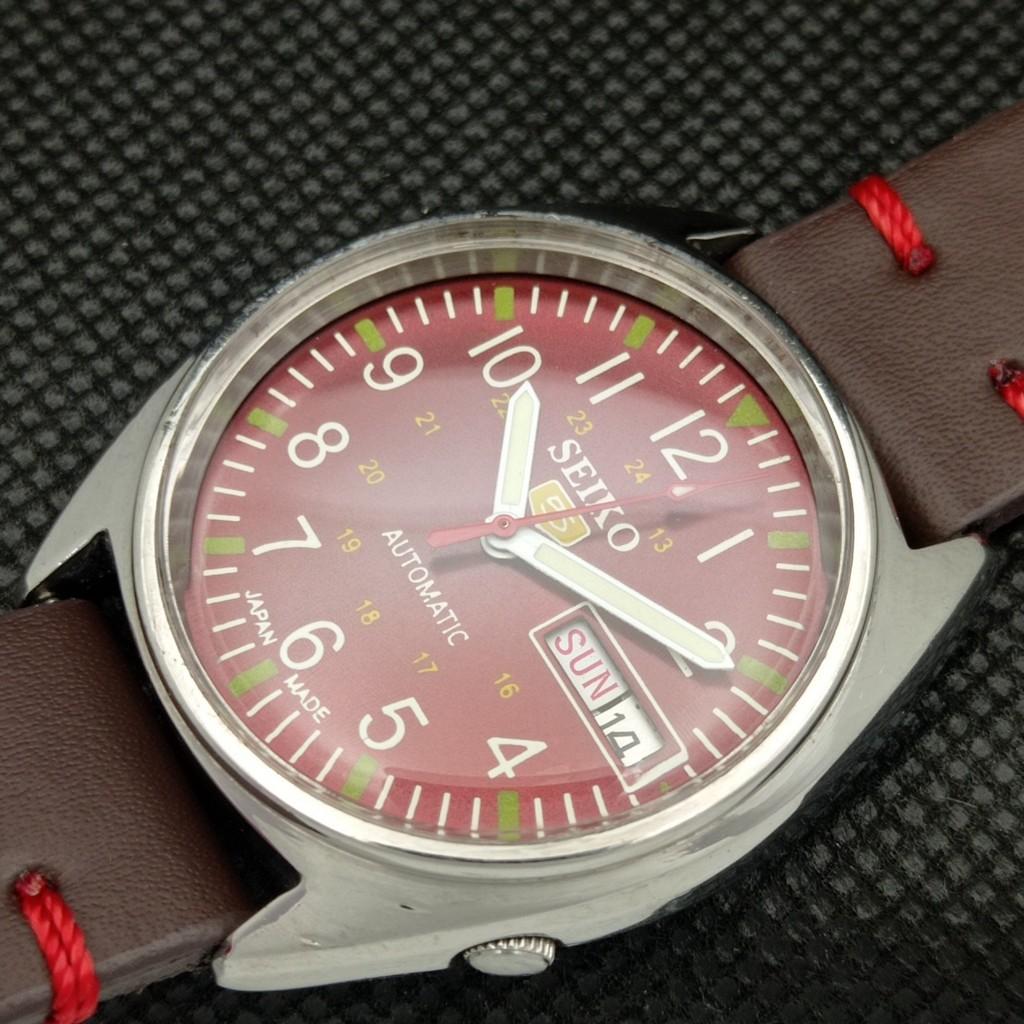 Б/У винтажные часы SEIKO 5 AUTOMATIC 6309A JAPAN MENS D/D MAROON WATCH 596-a312728-9 SKU596-a312728