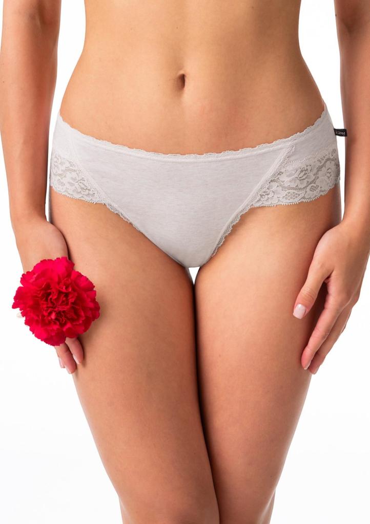 Figi damskie z bawełny (2 pack) o kroju midi bikini z koronką LPC 261 Key