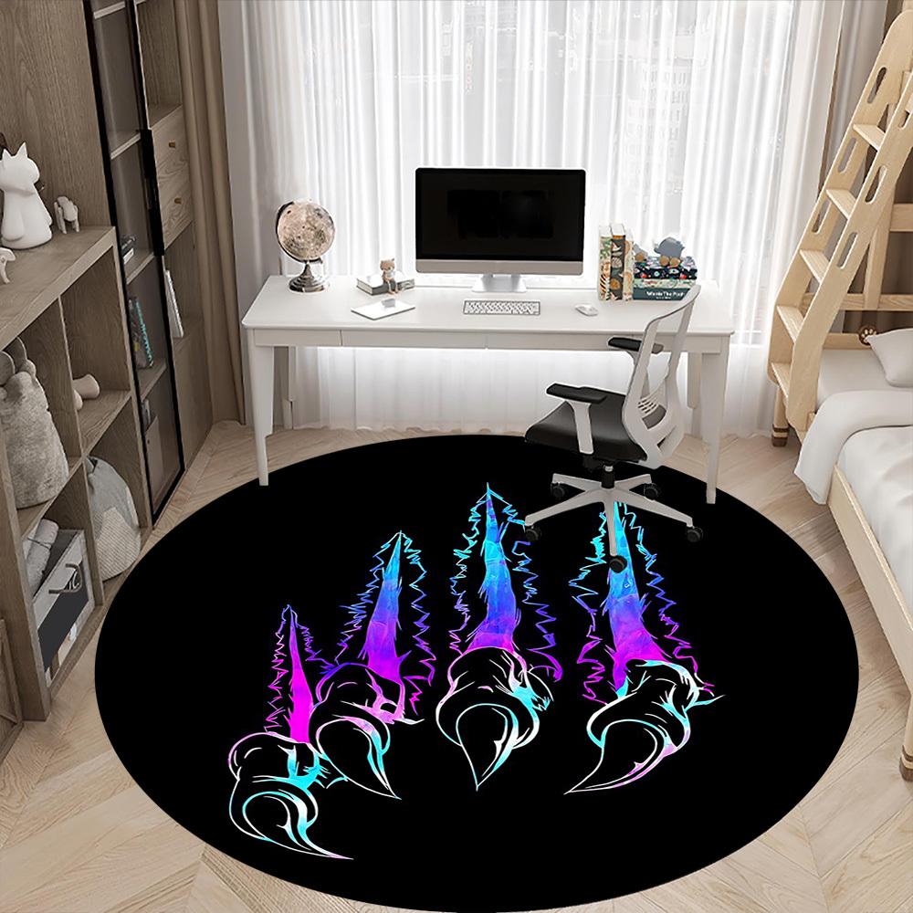1pc Claw Marks Office Round Area Rug,  Mat Suitable For Office, Under Office Chairs Bedroom Living Room Home Decor, Room Deco