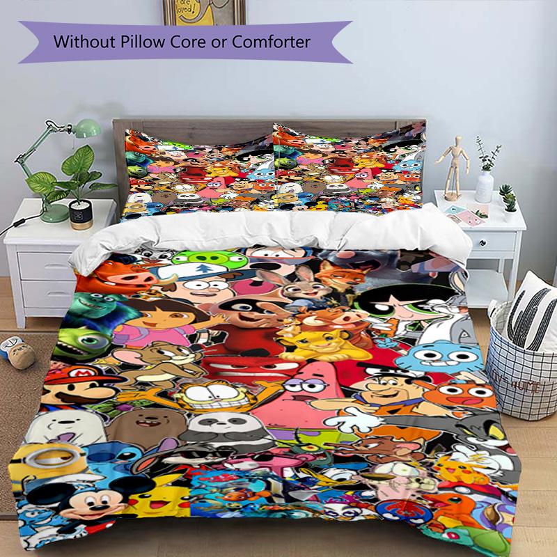 3pcs Duvet Cover Set (1*Duvet Cover + 2*Pillowcase, Without Core), Angry Birds Print Bedding Set, Bedroom Decor, All‑Season, Birthday Gift