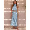 Summer Women's Sexy Bib Top Draped Halter Long Skirt Casual Fashion Suit Women's Evening Dresses