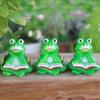 3pcs Green Frog Potted Mat Cartoon Animal Statue  Micro-landscape Accessories