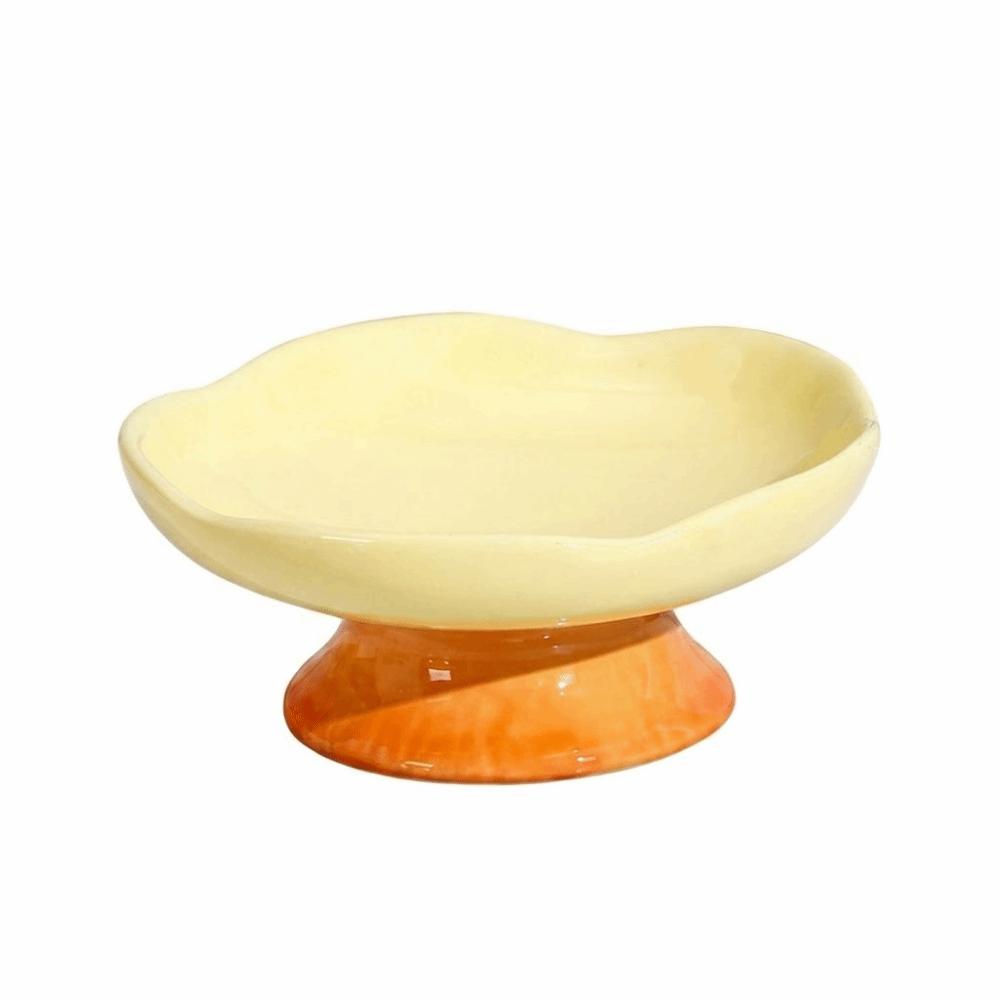 Flower Shape Ceramic Cat Bowl Anti-Tip Tall Footed Pet Food Water Feeders Anti-Slip Oblique Mouth Elevated Cat Bowl