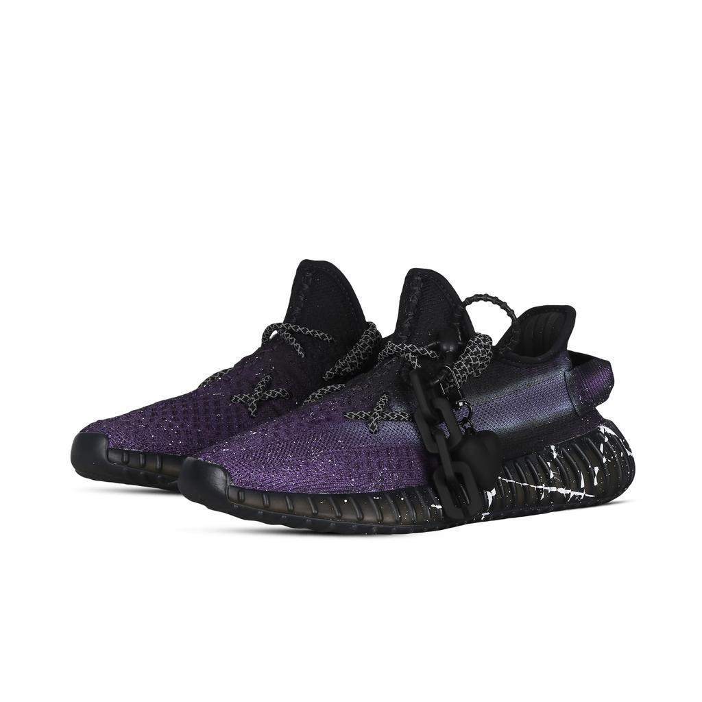 adidas Оригинальные Yeezy Boost 350 V2 Night Song Чернильные брызги Нескользящие Низкие Повседневная Обувь Унисекс Черно-Фиолетовые HQ4540(Команда368-)