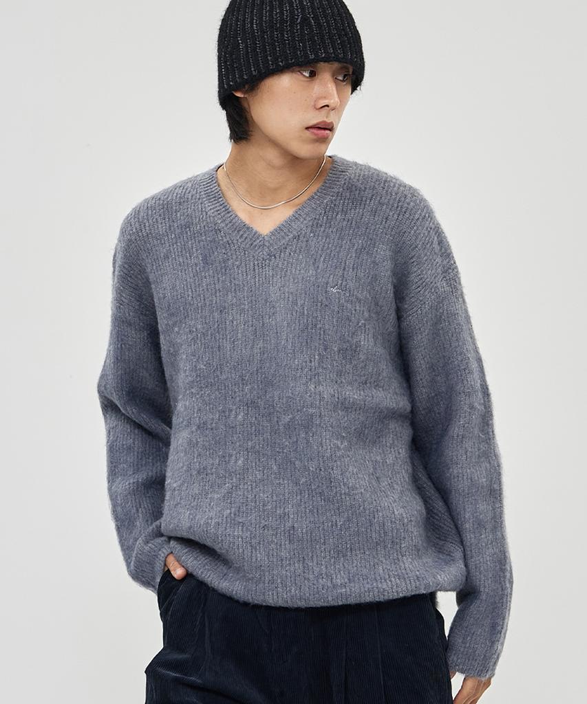 THE-ABON Aaron V-Neck Knit Gray