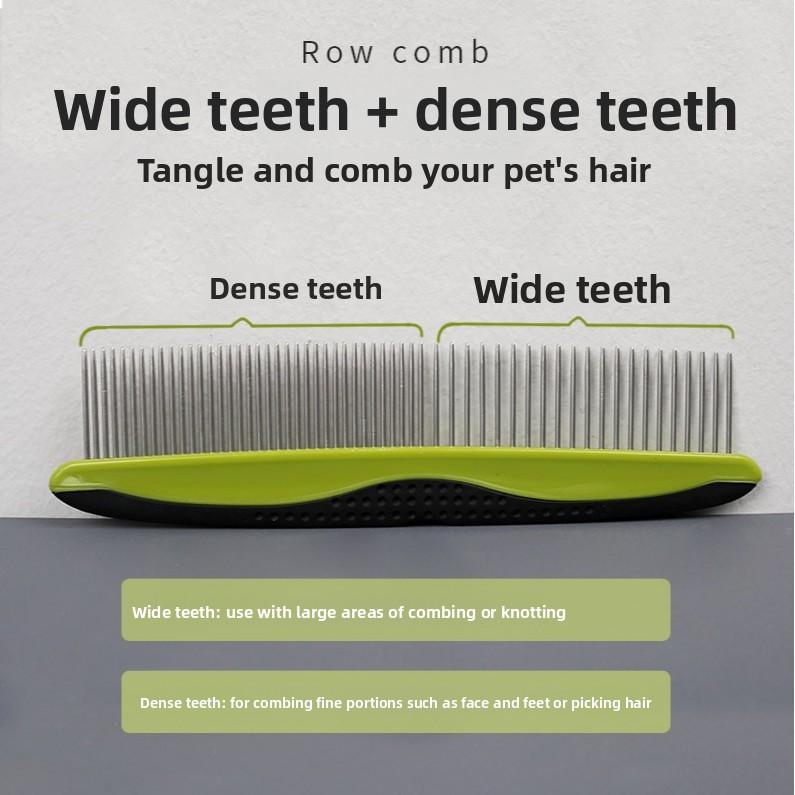 Three-piece pet comb set, dog and cat button comb/nail clippers/row comb, combing pet supplies, grooming kit.