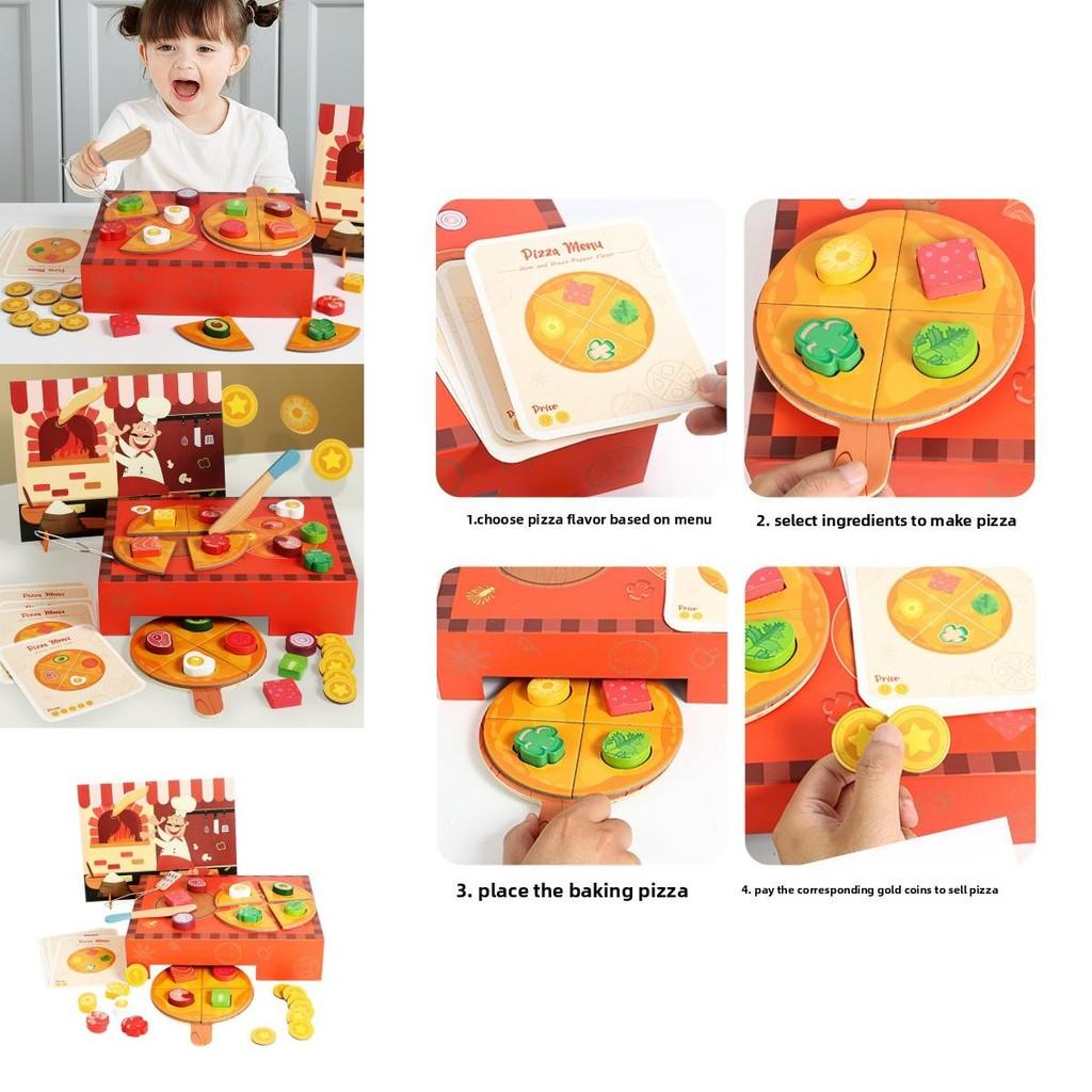 Wooden Simulation Pizza Making Children Toy Set For Toddlers And Kids