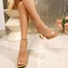 Модная летняя женская обувь, повседневная, с квадратным носком, открытым носком, прозрачным высоким каблуком, женские сандалии для вечеринки, платья, женские шлепанцы, Zapatos De Mujer