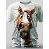 Fashionable Animal Horse 3D Printed T-shirt for Men's Casual Short Sleeved Fun Pattern T-shirts