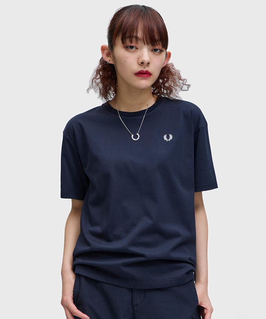 Fred Perry [Женская] Футболка с круглым вырезом - Темно-синяя Afpf2611142-311