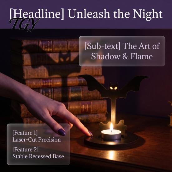 Unique Housewarming Gift Halloween Wooden Shadow Candle Holder, Scarecrow Bat Black Cat Ghost Silhouette Durable Garden Patio Decor Candlestick,