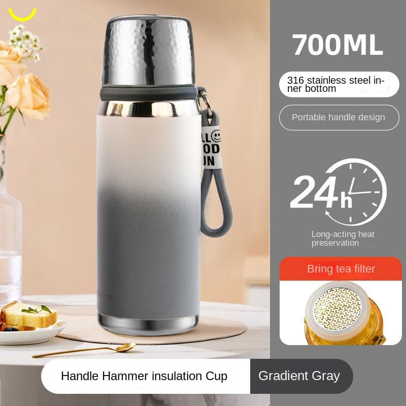 316 Термокружка для чая Женская Красивая Градиентная Легкая с ручкой Студенты На прогулку в школу Вместительный Дорожный чайник