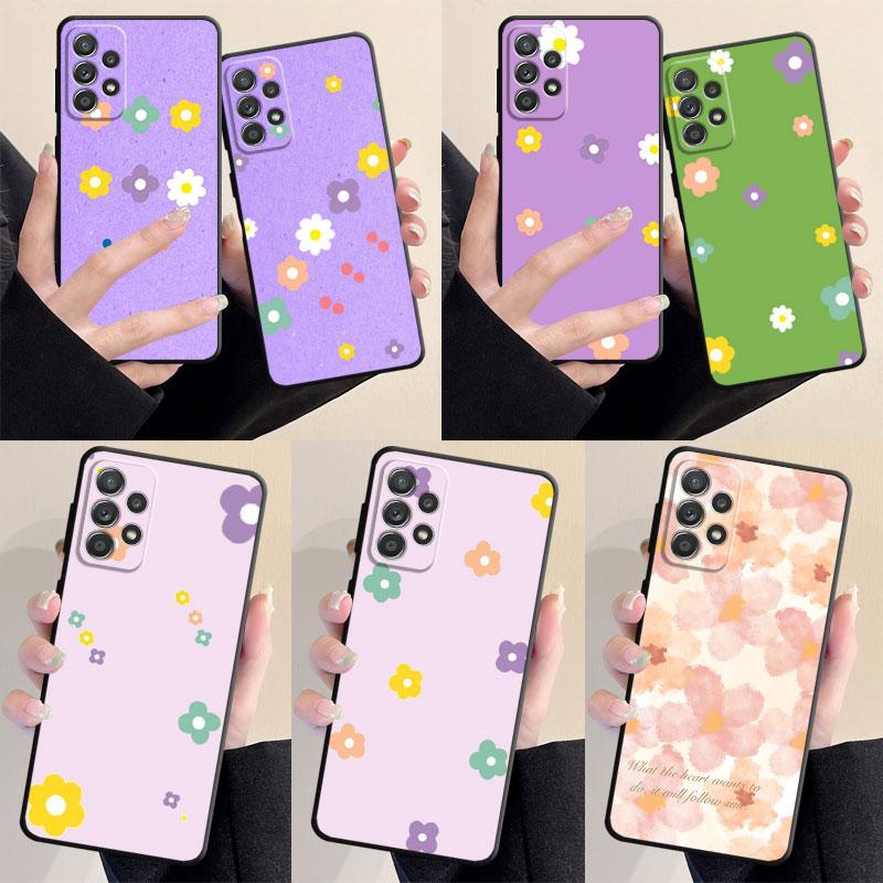 Милый чехол с цветочным рисунком для Samsung Galaxy A71 A31 A51 A32 A72 A52 A23 A13 A33 A21s A22 A53 A11 A52s A12, матовая броня, черный мягкий чехол
