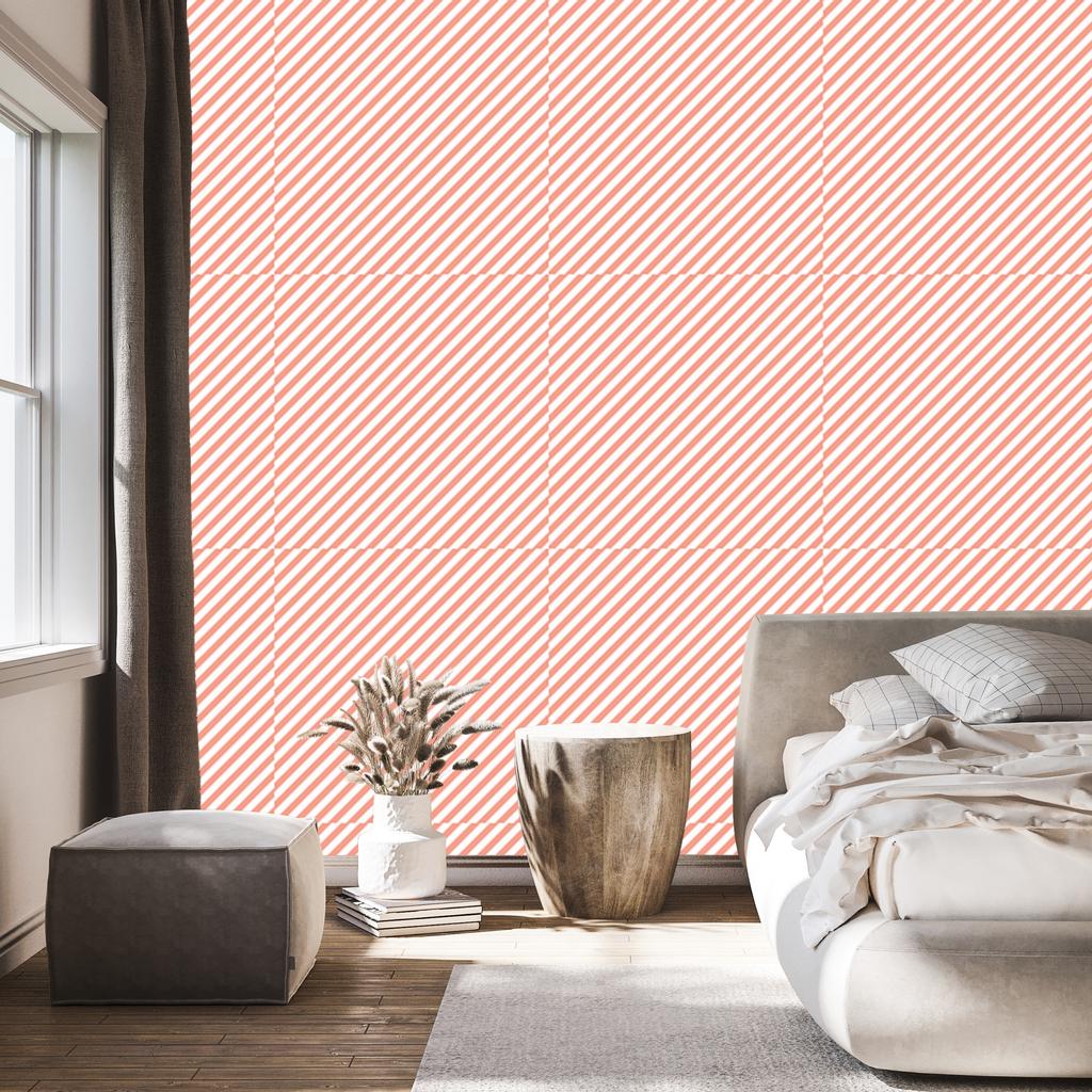 Wallpaper Coral and coral stripes, fine detail for living room and bedroom 50x1000