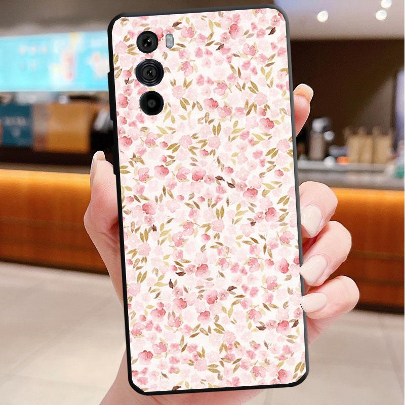 Phone Case For Motorola Edge 60 50 40 Pro 60 50 40 30 Ultra Neo Fusion Moto G Stylus G Pink Flower
