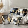 2D Flat - 4pcs Light Luxury Abstract Art Style Pillowcases, Black Golden Gray Brushstroke Texture Elements Print Patterns, Living Room Sofa Decor Cush