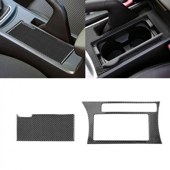 Soft Carbon Fiber & Rubber Car Cup Holder Panel Cover Sticker For Mazda 3 10-13