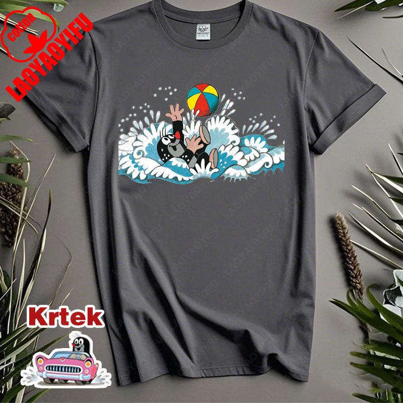 История Кротика Krtek Винтажный Мультфильм Аниме Футболка с Коротким Рукавом Мужская Женская Хлопок Круглый Вырез Повседневная Свободная Смешная Детская Модная Футболка