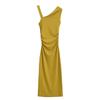 Kaslead New Arrival Women's Clothing Fashion Style Fashion Ruched Asymmetric Minimalist Midi Skirt Dress 3641008