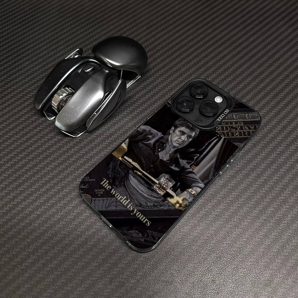 Классический S-Лицо со шрамом Тони Для iPhone 11 12 13 14 15 16 17 Pro Max Plus Цветной Черный Матовый Чехол для Телефона